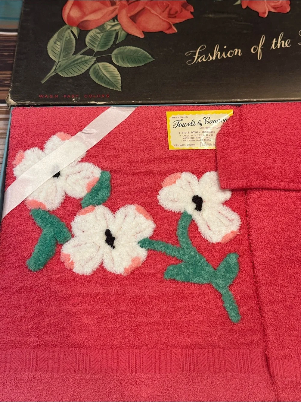 Vintage Cannon fashion of the day pink Floral Bath Towel Set